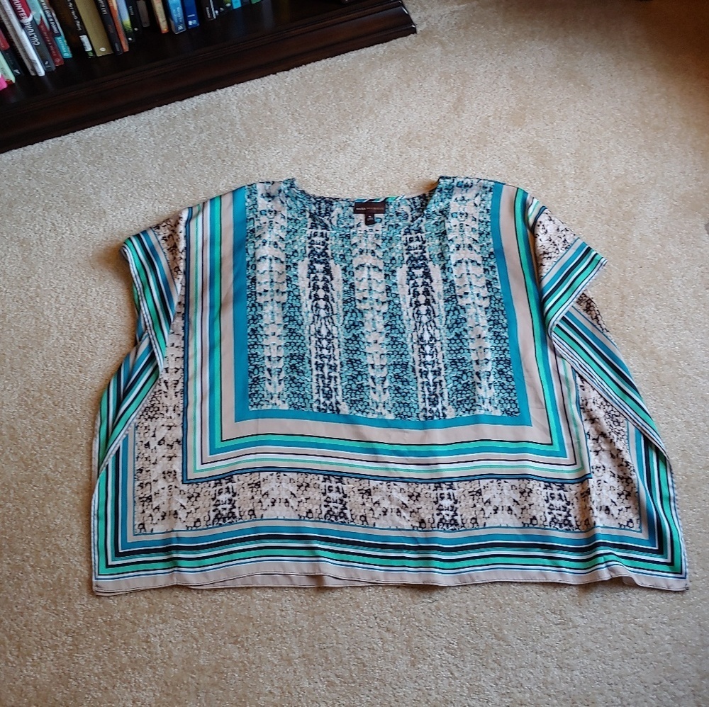 Dana buchman teal & beige Square dressy top